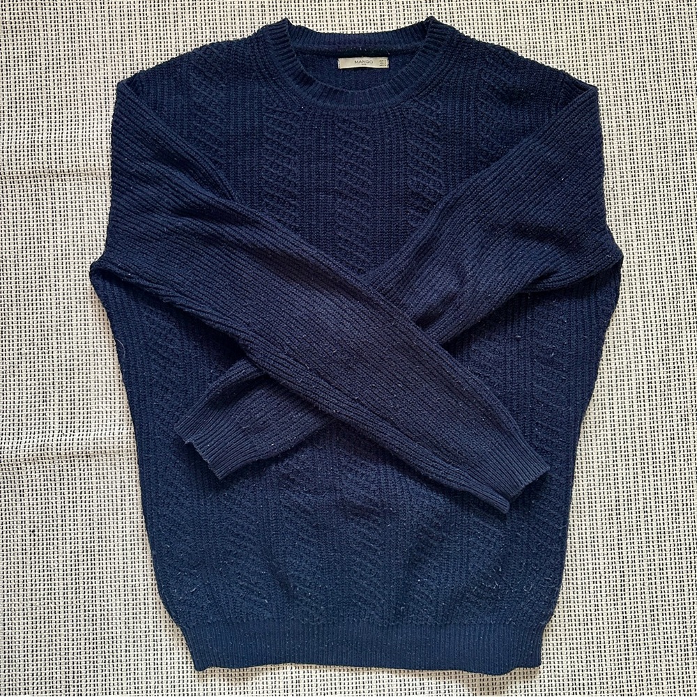 Mango Men Knitwear Sweater Navy Medium